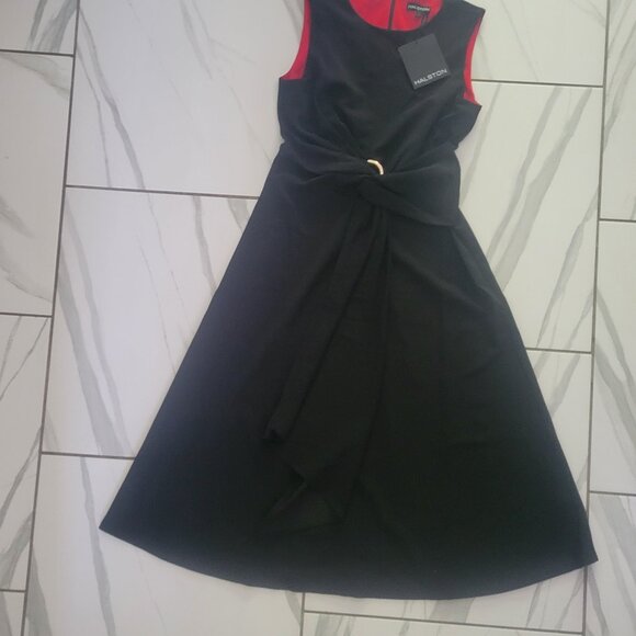 Halston NWT Sleek Black Formal Dress - Picture 9 of 11